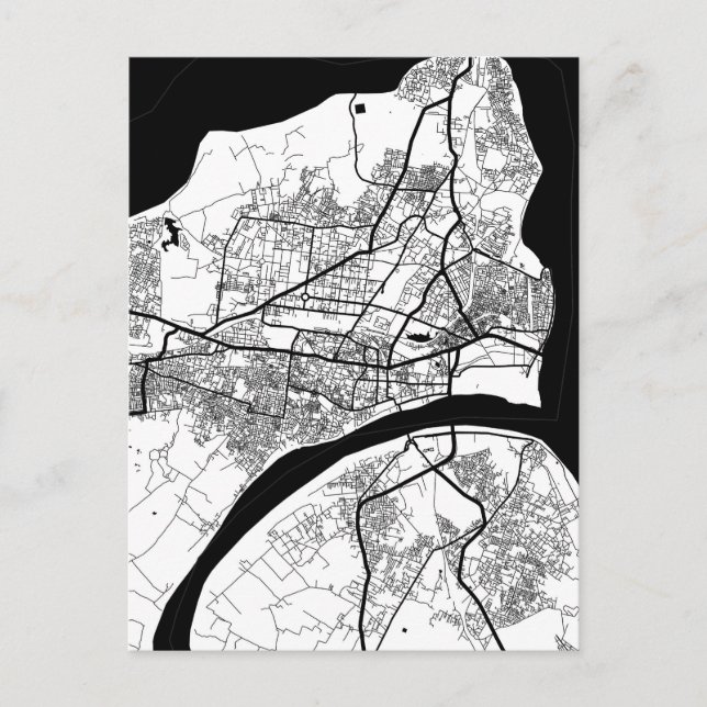 Cartão Postal Mapa da Cidade de Prayagraj Uttar Pradesh (Frente)