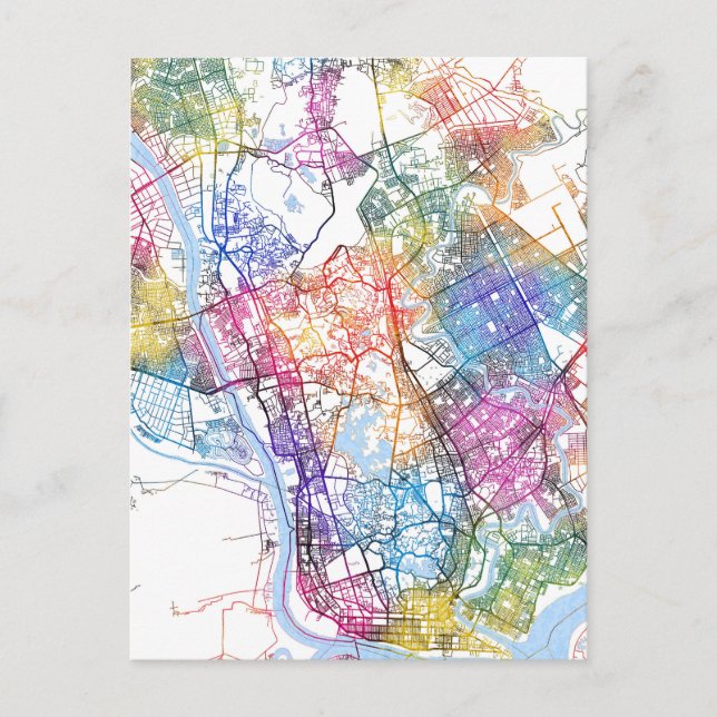 Cartão Postal Mapa da cidade de Rangum (Frente)