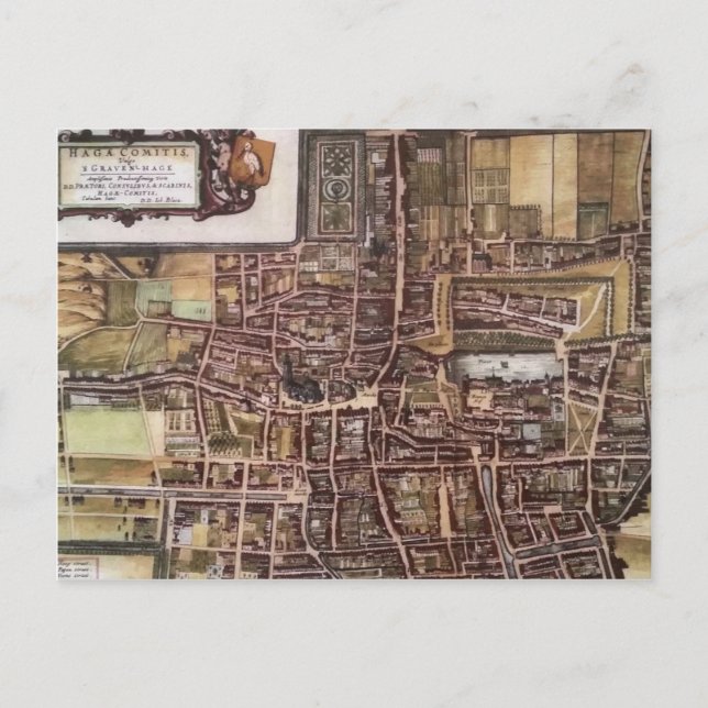 Cartão Postal Mapa da cidade de réplica de Haia 1649 (Frente)