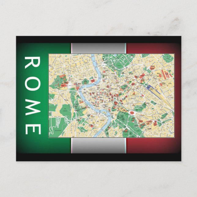Cartão Postal Mapa da cidade de Roma (Frente)