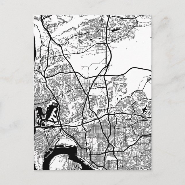 Cartão Postal Mapa da Cidade de San Diego EUA (Frente)