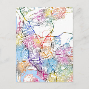 Cartão Postal Mapa da cidade de San Diego USA