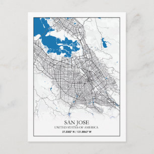 Cartão Postal Mapa da Cidade de San Jose Califórnia EUA