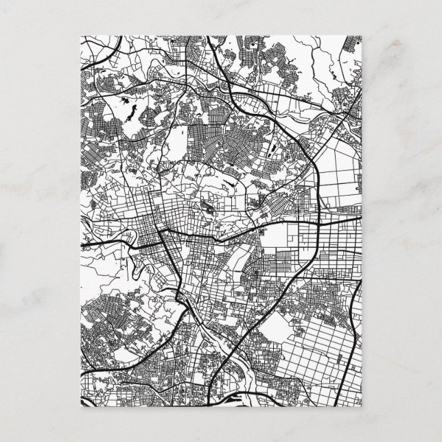 Cartão Postal Mapa da Cidade de Sendai Japão (Frente)