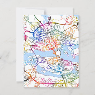 Cartão Postal Mapa da cidade de Suecia de Estocolmo
