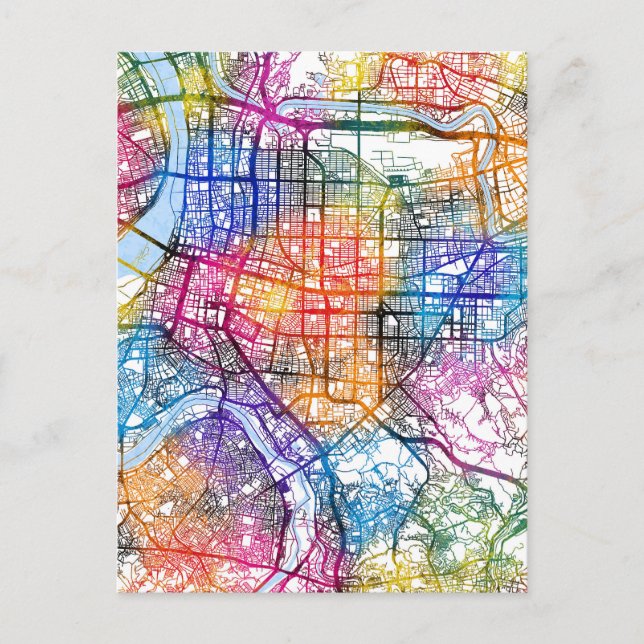 Cartão Postal Mapa da Cidade de Taiwan em Taipei (Frente)