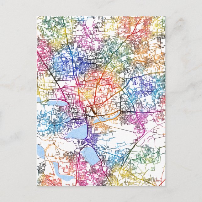 Cartão Postal Mapa da Cidade de Tamil Nadu, Coimbatore (Frente)