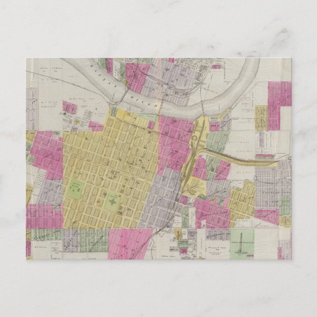 Cartão Postal Mapa da cidade de Topeka (Frente)