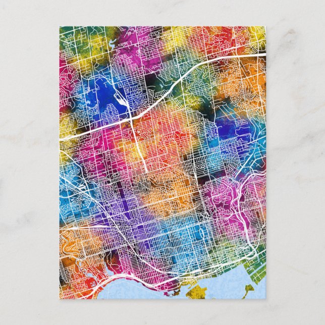 Cartão Postal Mapa da cidade de Toronto Canadá (Frente)