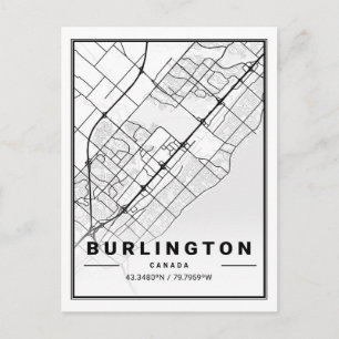 Cartão Postal Mapa da cidade de Viagem do Burlington Ontario Can