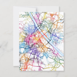 Cartão Postal Mapa da Cidade de Viena, Áustria
