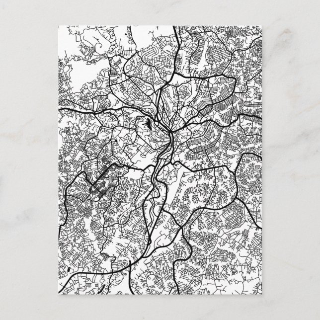 Cartão Postal Mapa da Cidade de Yaoundé Camarões (Frente)