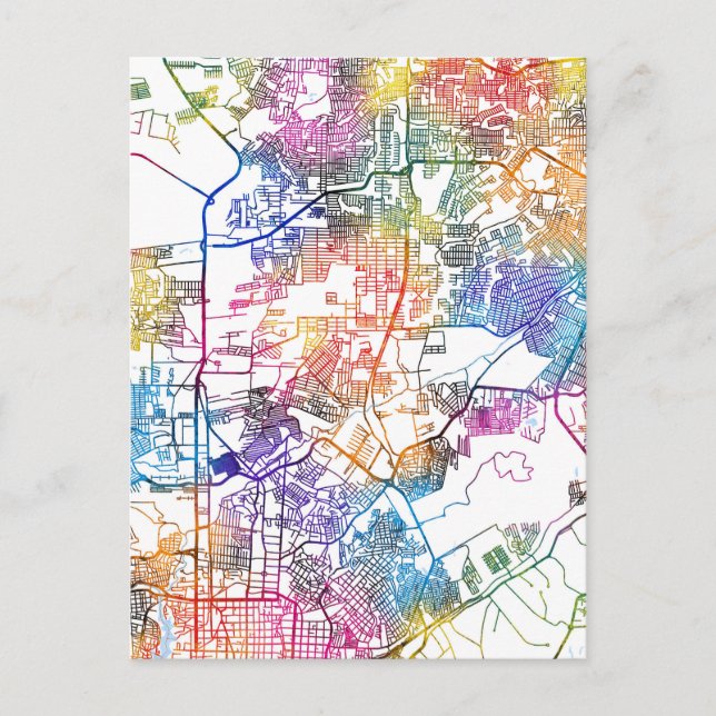 Cartão Postal Mapa da Cidade do Brasil Manaus (Frente)