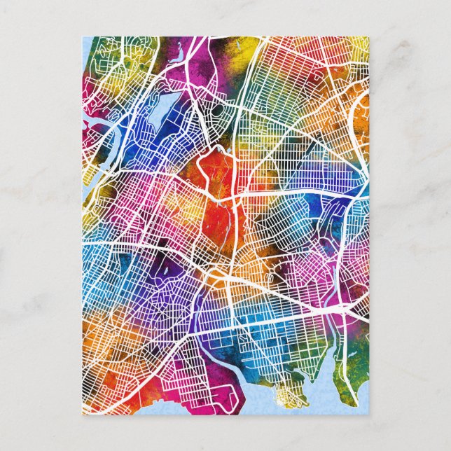 Cartão Postal Mapa da Cidade do Bronx EUA (Frente)