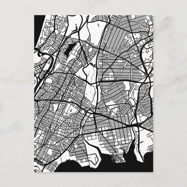 Cartão Postal Mapa da Cidade do Bronx EUA (Frente)