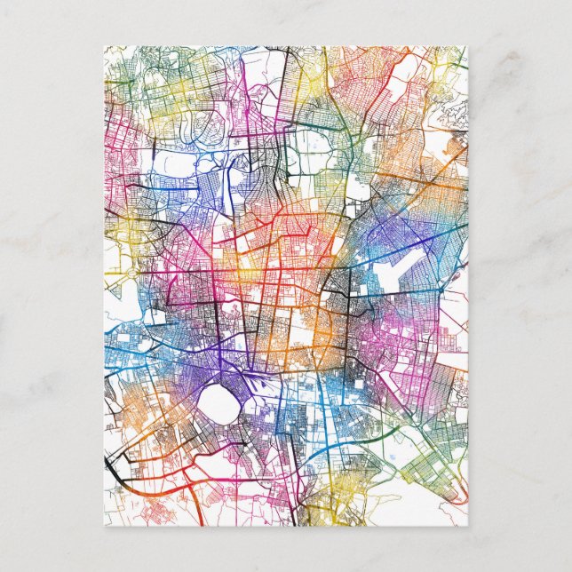 Cartão Postal Mapa da Cidade do Irã de Teerão (Frente)