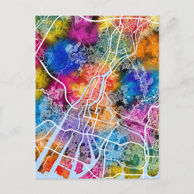 Cartão Postal Mapa da Cidade do Japão de Hiroshima (Frente)