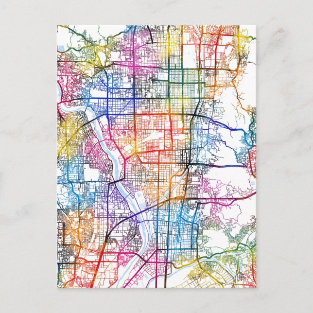 Cartão Postal Mapa da Cidade do Japão de Quioto (Frente)