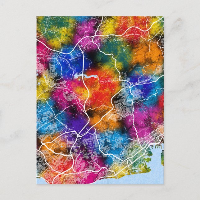 Cartão Postal Mapa da Cidade do Japão Kobe (Frente)