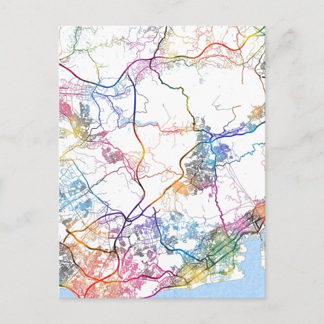 Cartão Postal Mapa da Cidade do Japão Kobe (Frente)