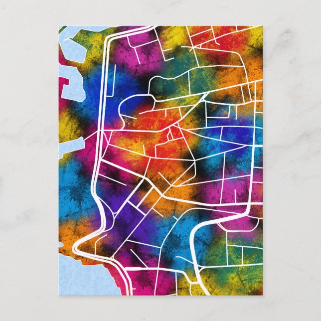 Cartão Postal Mapa da Cidade do Líbano Ras Beirut (Frente)