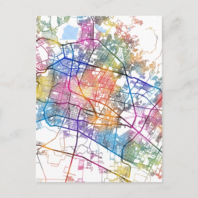 Cartão Postal Mapa da Cidade do México de León (Frente)