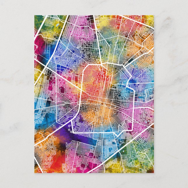 Cartão Postal Mapa da Cidade do México Merida (Frente)