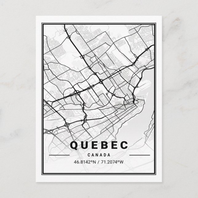 Cartão Postal Mapa da Cidade do Quebec - Canadá - Viagem (Frente)