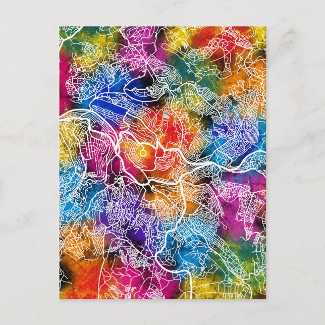 Cartão Postal Mapa da Cidade do Ruanda Kigali (Frente)