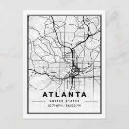 Cartão Postal Mapa da Cidade do Viagem de Atlanta Georgia USA