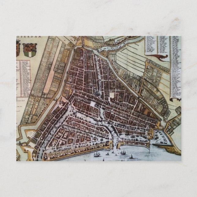 Cartão Postal Mapa da cidade réplica de Roterdão 1652 (Frente)