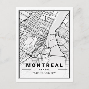 Cartão Postal Mapa da Cidade Viagem do Canadá de Montreal Quebe