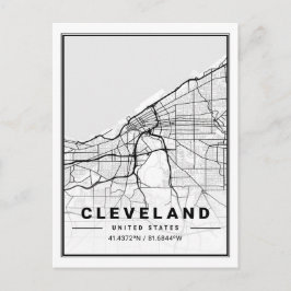 Cartão Postal Mapa da Cidade Viagem do Cleveland Ohio USA