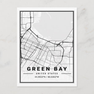 Cartão Postal Mapa da Cidade Viagem do Green Bay Wisconsin EUA