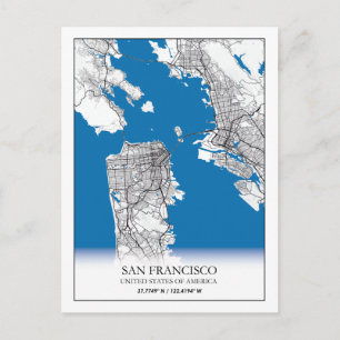 Cartão Postal Mapa da Cidade Viagem do São Francisco Califórni