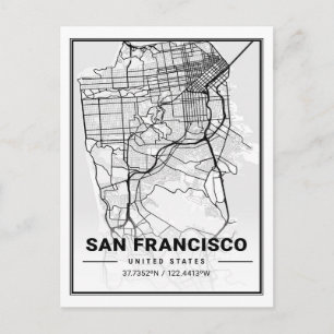 Cartão Postal Mapa da Cidade Viagem do São Francisco Califórni