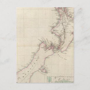Cartão Postal Mapa da Colônia da Nova Zelândia
