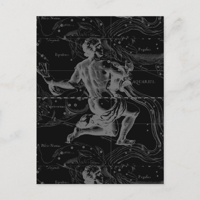 Cartão Postal Mapa da Constelação de Símbolo Aquário por Heveliu (Frente)