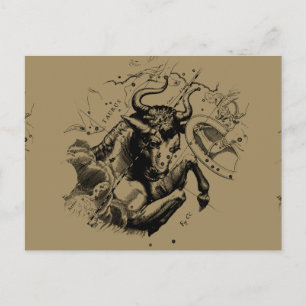 Cartão Postal Mapa da Constelação do Zodíaco de Touro Hevelius 1