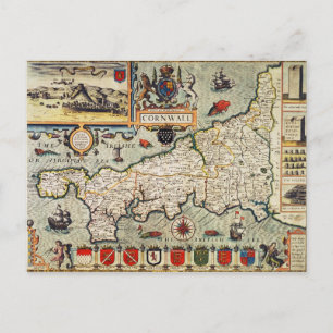 Cartão Postal Mapa da Cornualha