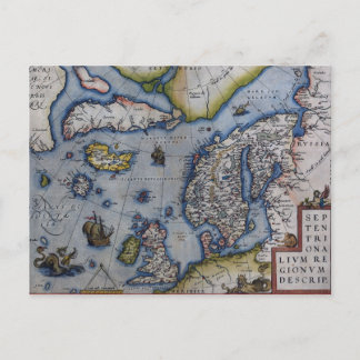 Cartão Postal Mapa da Escandinávia do século XVI