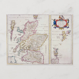 Cartão Postal Mapa da Escócia, c.1700