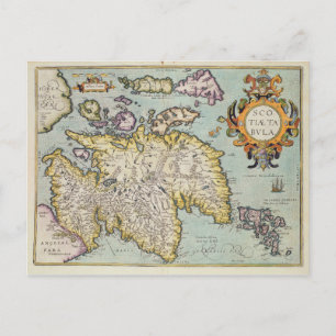 Cartão Postal Mapa da Escócia   Miliaria Scotia