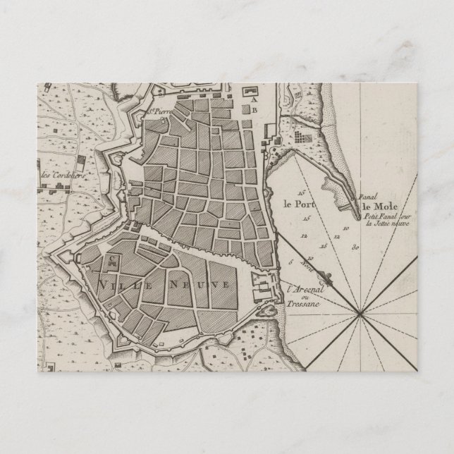 Cartão Postal Mapa da Espanha de Barcelona (1764) (Frente)