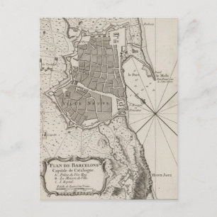 Cartão Postal Mapa da Espanha de Barcelona (1764)
