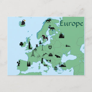 Cartão Postal Mapa da Europa