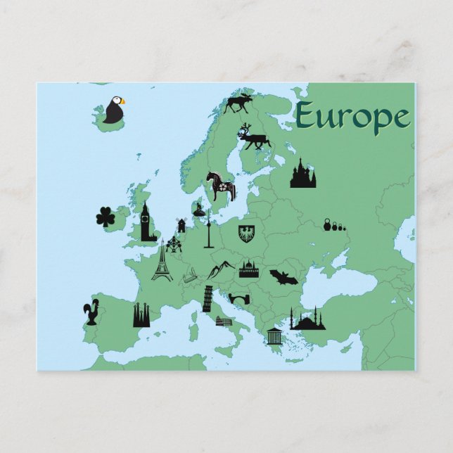 Cartão Postal Mapa da Europa (Frente)