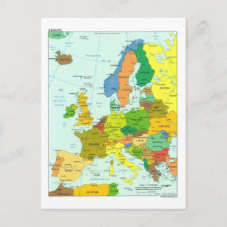 Cartão Postal Mapa da Europa