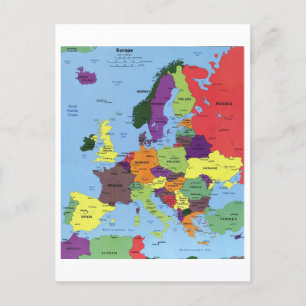 Cartão Postal Mapa da Europa