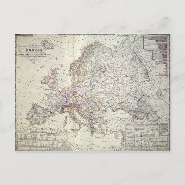 Cartão Postal Mapa da Europa, 1841 (Frente)